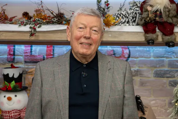 stock image Leeds UK, 21st Sep 2020: The British politician Alan Johnson who served as Secretary of State for the Home Department and Shadow Chancellor of the Exchequer in a TV studio on a set of a live show