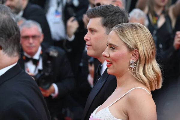 Cannes França Maio 2023 Scarlett Johansson Colin Jost Estreia Asteroid — Fotografia de Stock