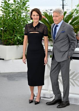 FRANSA, FRANSA. 19 Mayıs 2023: Phoebe Waller-Bridge ve Harrison Ford Indiana Jones ve Kaderin Kaderi Kader Çemberi için 76.