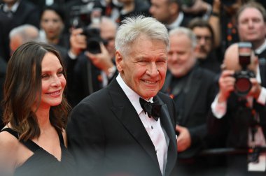 FRANSA, FRANSA. 18 Mayıs 2023: Harrison Ford ve Calista Flockhart Indiana Jones 'un galasında ve Kaderin Kader Kaderi' nin Kader Çemberi 76.