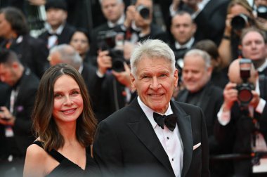 FRANSA, FRANSA. 18 Mayıs 2023: Harrison Ford ve Calista Flockhart Indiana Jones 'un galasında ve Kaderin Kader Kaderi' nin Kader Çemberi 76.