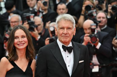 FRANSA, FRANSA. 18 Mayıs 2023: Harrison Ford ve Calista Flockhart Indiana Jones 'un galasında ve Kaderin Kader Kaderi' nin Kader Çemberi 76.