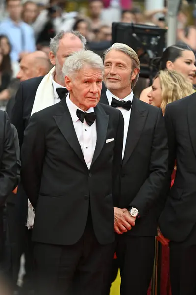 Cannes France Mai 2023 Harrison Ford Mads Mikkelsen Première Indiana — Photo