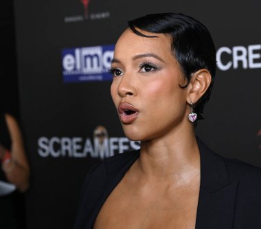 LOS ANGELES, CA. 10 Ekim 2023: Karrueche Tran, Hollywood 'daki TCL Çin Tiyatrosu' nda Screamfest LA 'daki İlahiyat galasında.