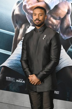 LOS ANGELES, CA. 27 Şubat 2023: Michael B. Jordan, Creed III 'ün Hollywood' daki TCL Çin Tiyatrosu 'ndaki galasında.