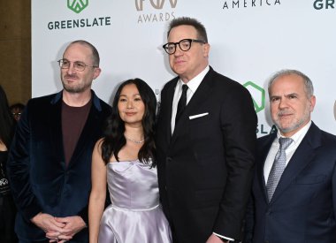 LOS ANGELES, CA. 25 Şubat 2023: Darren Aronofsky, Hong Chau, Brendan Fraser ve Jeremy Dawson Beverly Hilton Otel 34.