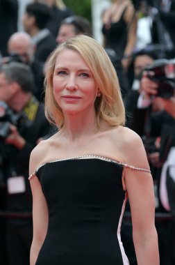 FRANSA, FRANSA. 20 Mayıs 2024: Cate Blanchett, The Apprentice galasında 77. Cannes Festivali 'nde