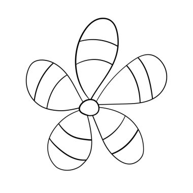 El çizimi soyut çiçek silueti. Siyah ve beyaz basit vektör çizimi. Dekoratif dallar. Bahar ve yaz yaprağı ikonu. Doodle tarzı