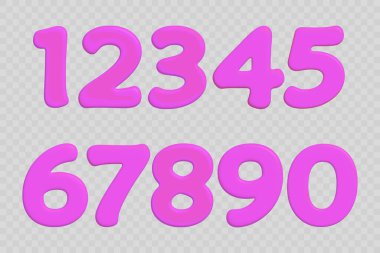 Renkli sayılar kümesi. Vektör çizimi. Tebrik kartı ve web tasarımı için şablon elementleri. Matematiksel eğitici çocuklar oyunu.