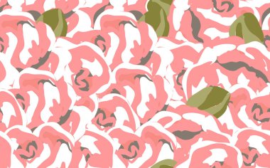 Bahar rengarenk gül desenli vektör çizimi. Çizgi film tarzı. Duvar kağıdı, kumaş ve tekstil için moda baskısı. Asgari doğrusal biçim.