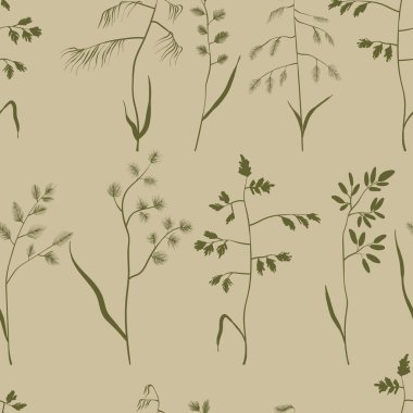 El çizimi, egzotik yaprakları olan dikişsiz çiçek. Güzel bir sonbahar geçmişi var. Yaban çiçeği dalları. Modern kompozisyonlar. Duvar kağıdı, kumaş ve tekstil için moda vektör illüstrasyonu.