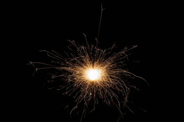Burning Sparkler Isolated Black Background Fireworks Theme Light Effect Texture — Φωτογραφία Αρχείου