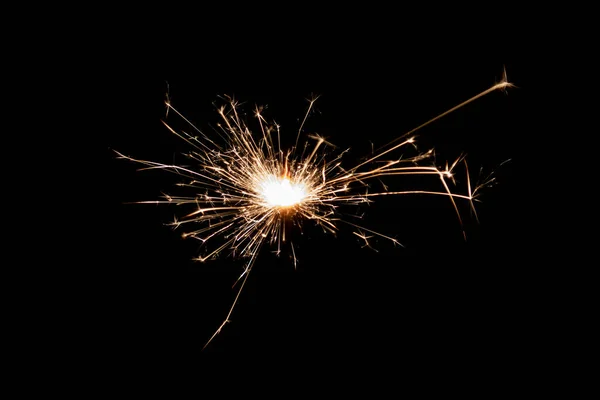Burning Sparkler Isolated Black Background Fireworks Theme Light Effect Texture — Φωτογραφία Αρχείου