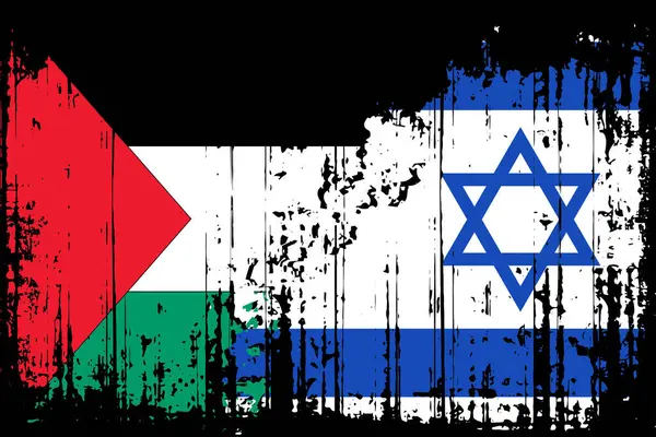 stock image Israel and Palestine cracked flag. Israeli and palestinian illustration. War and Conflict. Middle East. Arabian Peninsula. Jewish and arab culture. Gaza and West Bank. Background, banner and thumbnail.