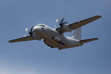 Sliac / Slovakya - 3 Ağustos 2019: Slovak Hava Kuvvetleri Leonardo C-27j Spartan 1962 nakliye uçağı Siaf Slovak Uluslararası Hava Festivali 2019'da sergilendi