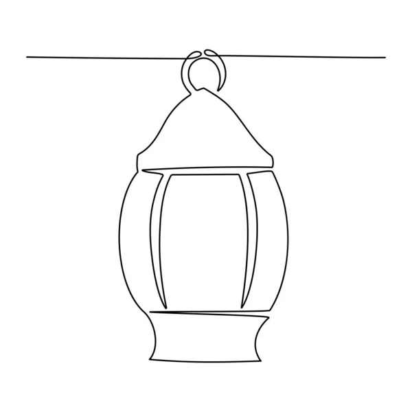Dessin Linéaire Continu Lanterne Pour Ramadan Kareem Illustration Vectorielle — Image vectorielle