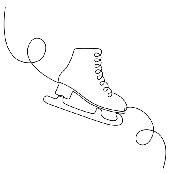 Continuous One Line Drawing Ice Skate Vector Illustration — Vetor de Stock