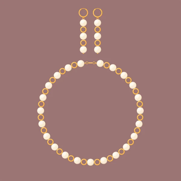 珍珠项链和耳环矢量说明 — 图库矢量图片