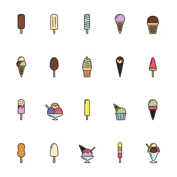 一套彩色冰淇淋图标 矢量插图 免版税图库矢量图片