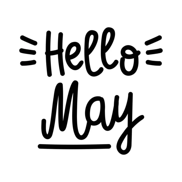 stock vector Hand drawn lettering Hello May isolated on white background, vector illustration