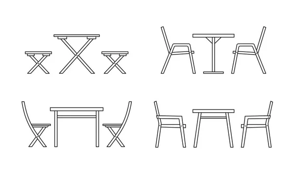 Conjunto Mesas Cadeiras Livre Para Terraço Café Rua Ilustração Vetorial —  Vetores de Stock