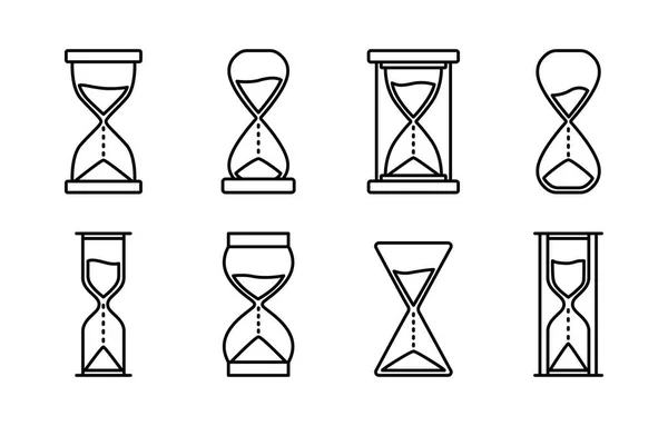 Kum Saati Ikonları Kum Saatleri Vektör Çizimi — Stok Vektör