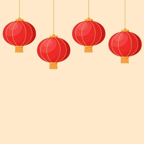 Fond Avec Des Lanternes Style Asiatique Décorations Nouvel Chinois Illustration — Image vectorielle