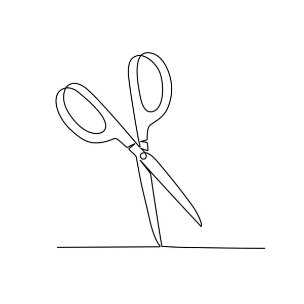 Continuous Line Drawing Scissors Vector Illustration — Stockvektor