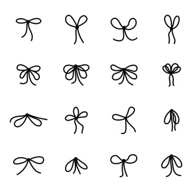 Siyah iplik yay kümesi, vektör illüstrasyonu