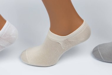 Socks on the leg. Socks on a white background.