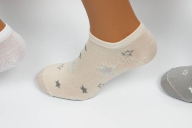 Socks on the leg. Socks on a white background.