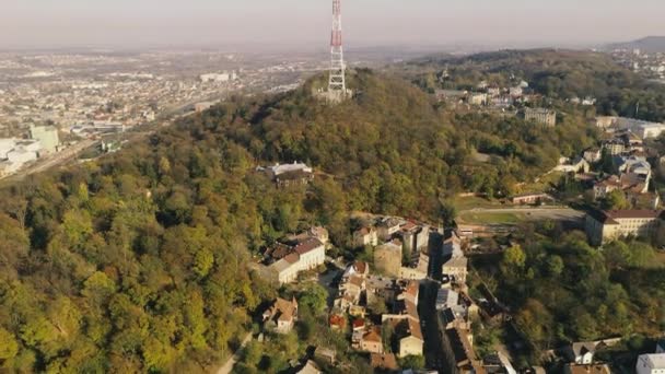 Vieja Ciudad Lviv Desde Una Vista Pájaro Panorama Vieja Ciudad — Vídeo de stock