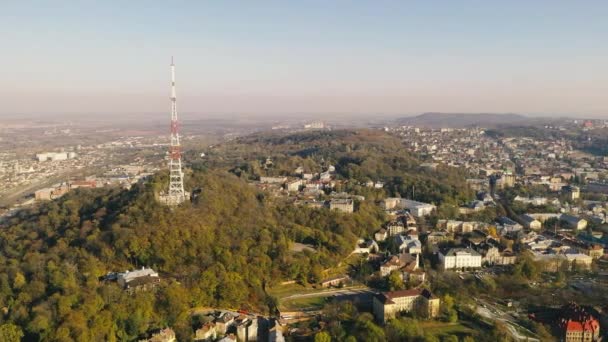 Oude Stad Lviv Vanuit Vogelperspectief Panorama Van Oude Europese Stad — Stockvideo