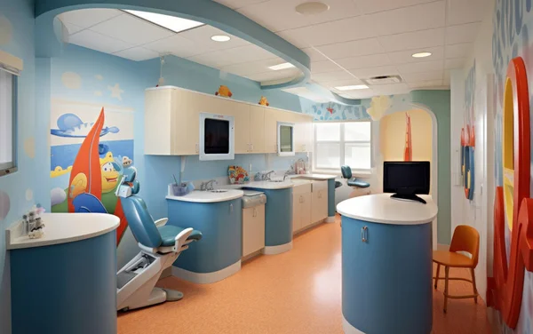 一个由人工智能创建的现代儿童牙科诊所 大量的光和设备 — 图库照片