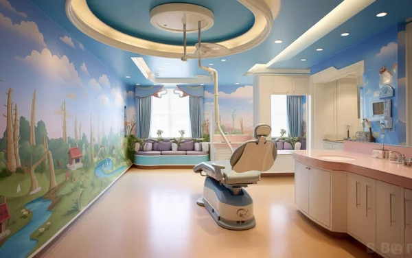 一个由人工智能创建的现代儿童牙科诊所 大量的光和设备 — 图库照片