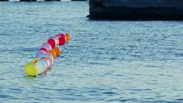 Śmieszne Kolorowe Balony Wodzie Morskiej — Wideo stockowe
