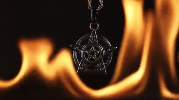 Pentagrama Símbolo Llamas Fuego — Vídeo de stock