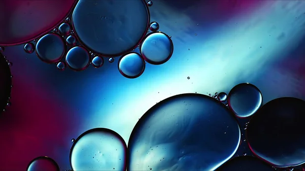 Abstracto Colorido Aceite Comida Gotas Burbujas Esferas Que Fluyen Superficie — Foto de Stock