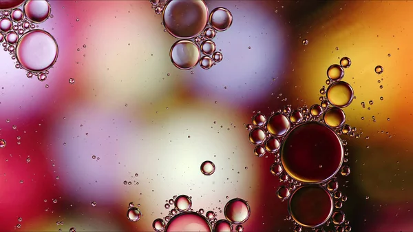 Abstraktes Buntes Speiseöl Tropft Blasen Und Kugeln Fließen Auf Der — Stockfoto