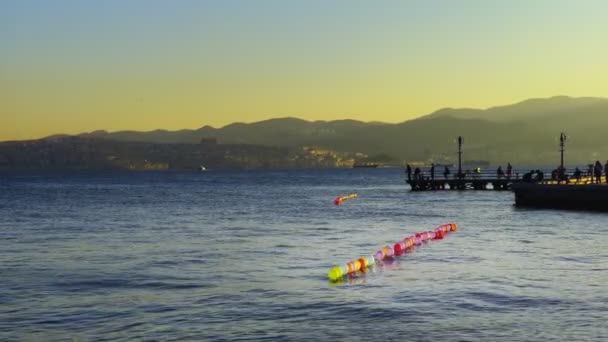 Πολύχρωμα Μπαλόνια Στο Θαλασσινό Νερό — Αρχείο Βίντεο