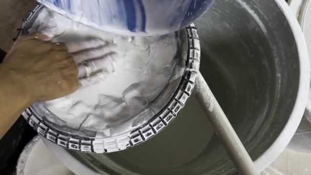 Pouring Glaze Ceramic Workshop — Stock Video