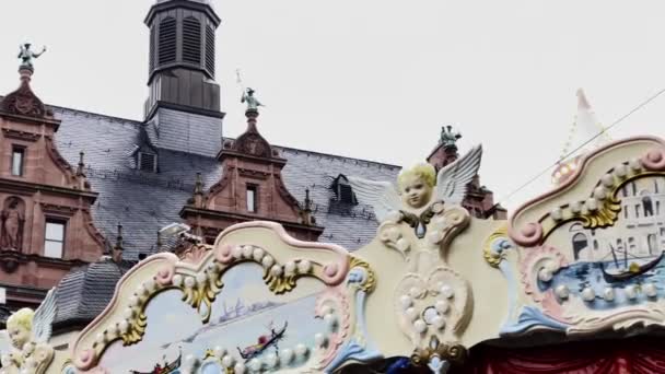 Παραμονή Πρωτοχρονιάς Carousel Στο Promenade Της Φρανκφούρτης Γερμανία — Αρχείο Βίντεο