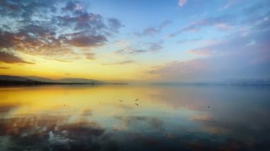The Sea Water in Sunset Light 