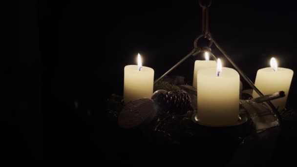 Yellow Wish Pray Candles Catholic Church — Stockvideo