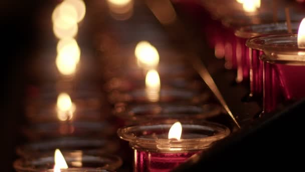 Red Wish Pray Candles Catholic Church — Wideo stockowe