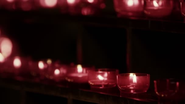 Red Wish Pray Candles Catholic Church — Vídeo de Stock