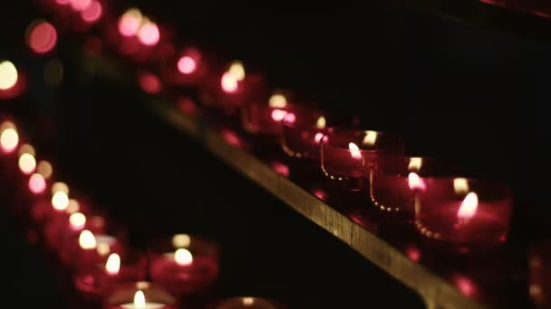 Red Wish Pray Candles Catholic Church — Stockvideo