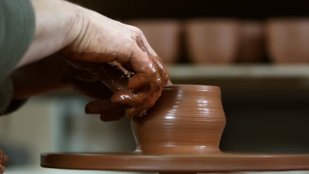 Working Clay Ceramic Workshop — Stock Video