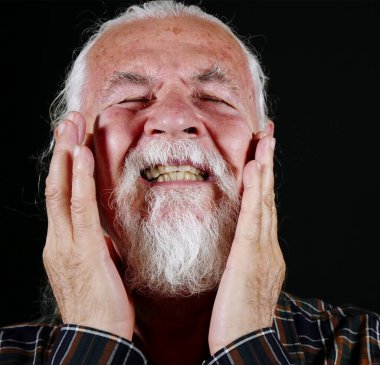 Old White Haired Man Have a Headache Photo