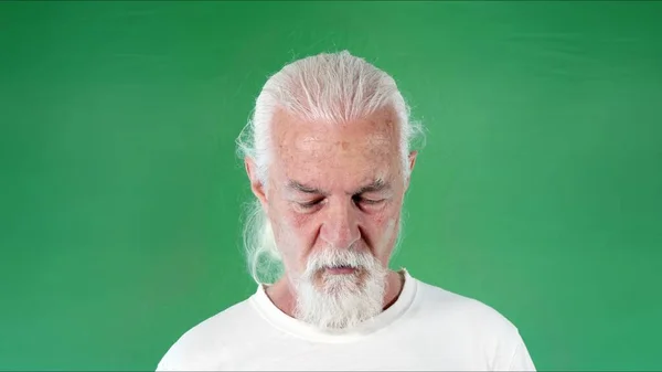 Old White Haired Man Looks So Sad Photo